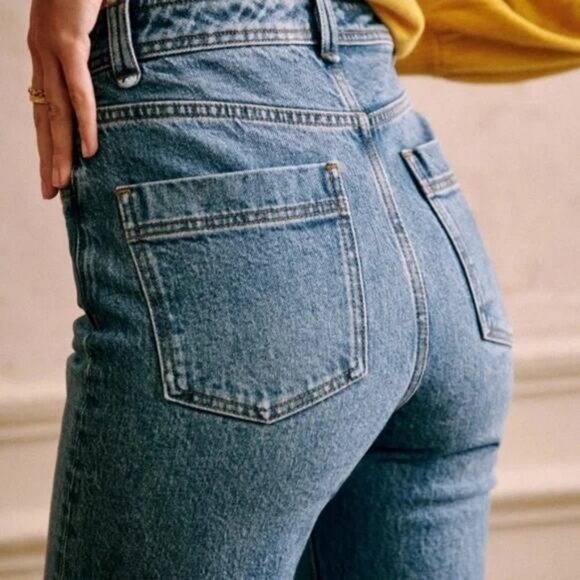 SEZANE Pantalon Droit Justin Straight Leg Jean Size 24 Blue - Picture 4 of 12